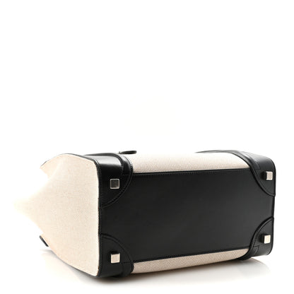 Celine Textile Smooth Calfskin Micro Bi-Color Luggage Natural 4 of 9