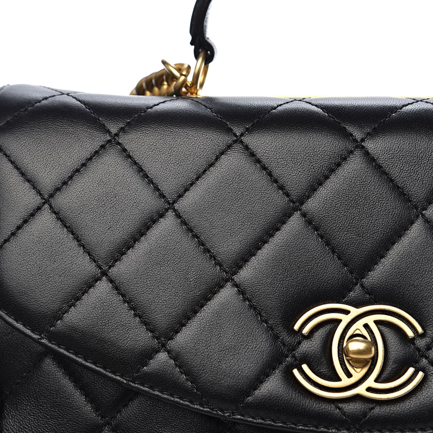 Lambskin Quilted Large Trendy Spirit Top Handle Bag Black