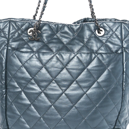 Chanel Metallic Lambskin Quilted Large Week End on Mars Tote Charcoal 9 of 13
