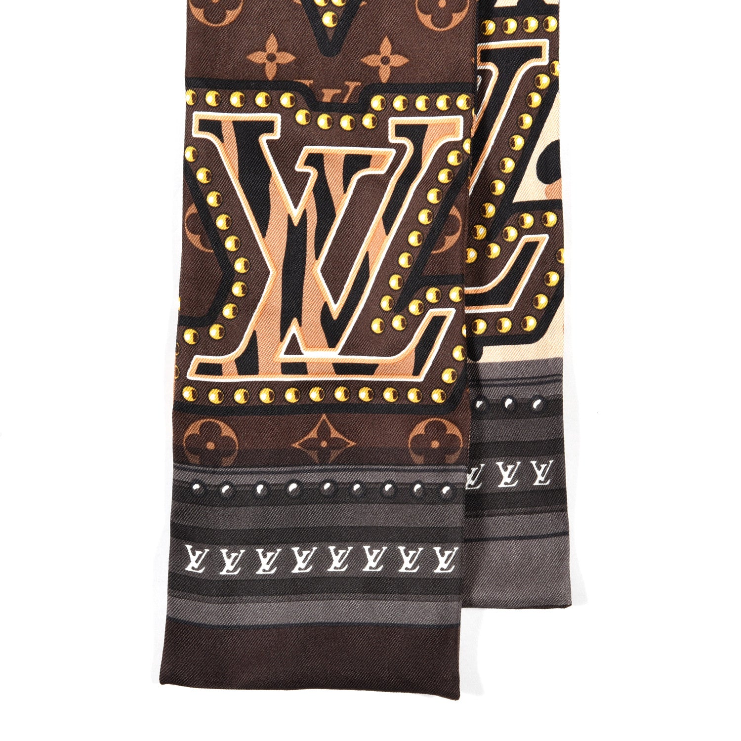 Louis Vuitton Silk Monogram LV World Bandeau Brown 2 of 3