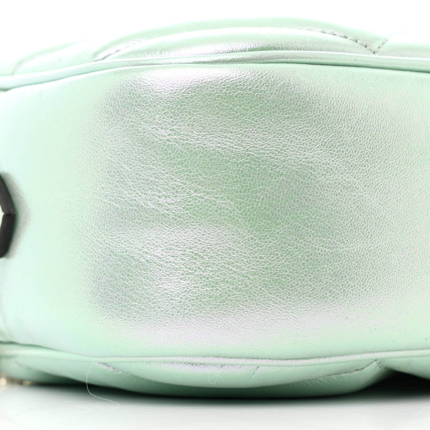 Gucci Iridescent Nappa Chevron Matelasse Small GG Marmont Chain Shoulder Bag Iridescent Salvy Green 9 of 10