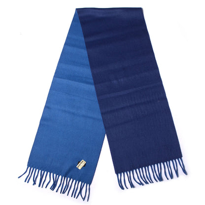 Hermes Cashmere Reversible Evelyne Scarf Bleu Ocean and Bleu Cobalt 1 of 5