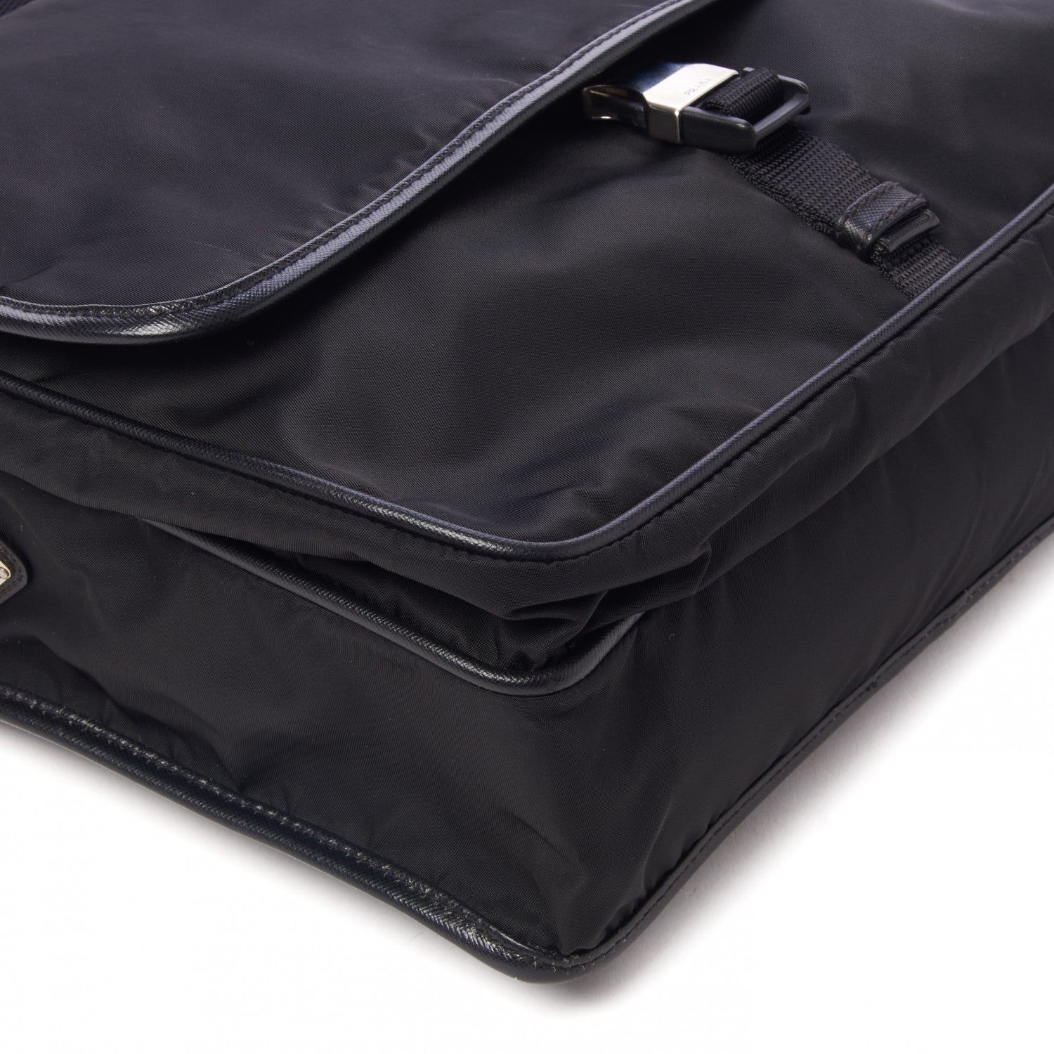 Prada Tessuto Nylon Saffiano Logo Messenger Bag Black 6 of 9