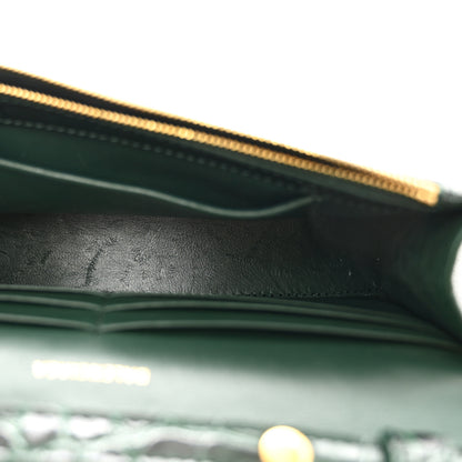 Balenciaga Shiny Calfskin Crocodile Embossed Hourglass Chain Bag Forest Green 5 of 10