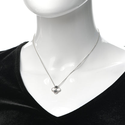 Van Cleef & Arpels 18K White Gold Diamond Guilloche Vintage Alhambra Pendant Necklace 2 of 8