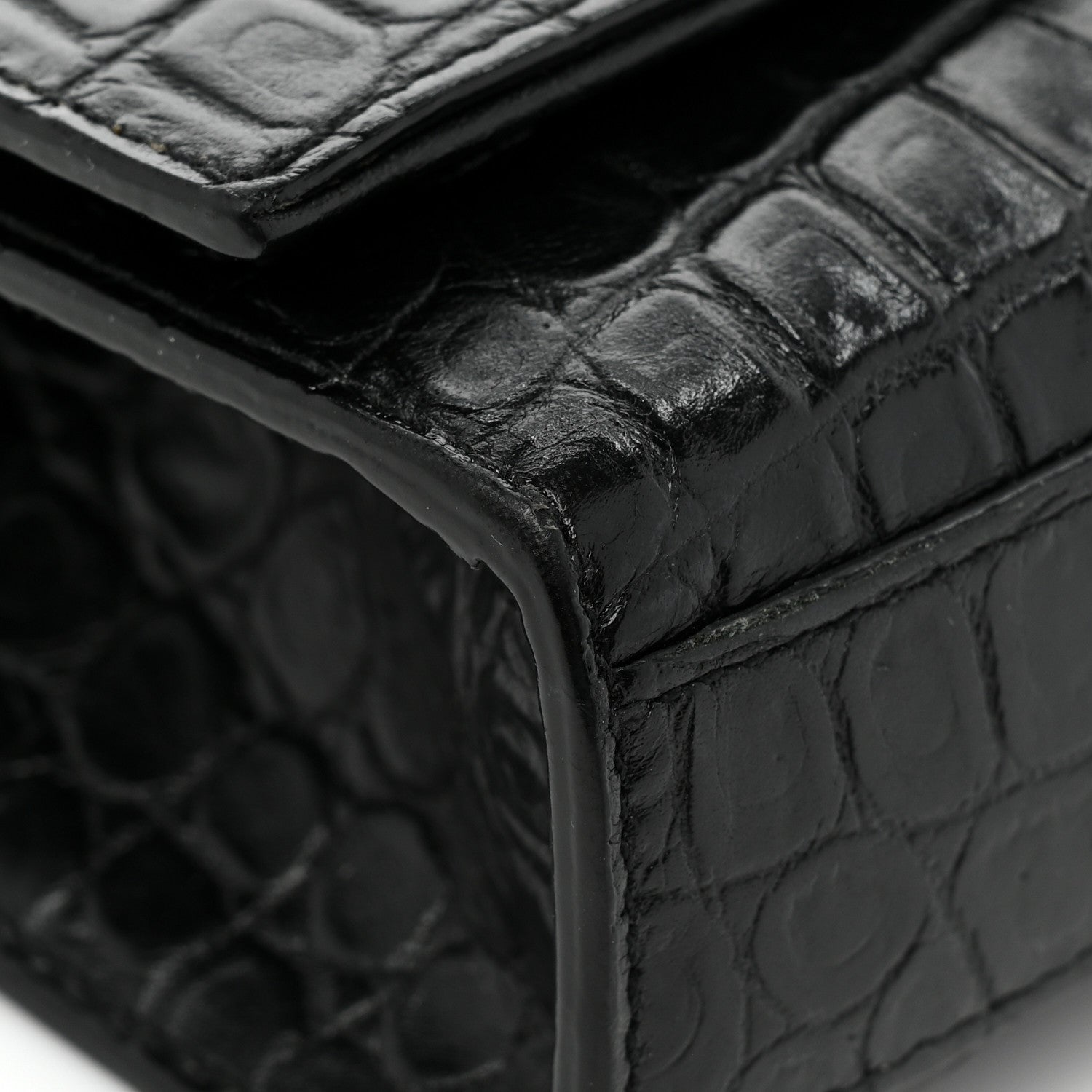 Saint Laurent Calfskin Crocodile Embossed Medium Classic Monogram Kate Tassel Satchel Black 9 of 15