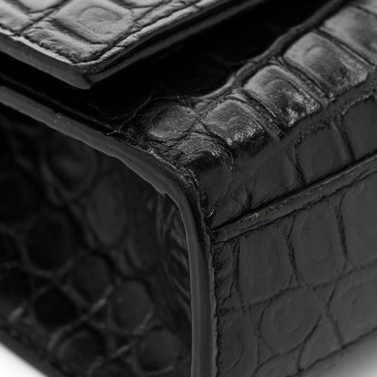 Saint Laurent Calfskin Crocodile Embossed Medium Classic Monogram Kate Tassel Satchel Black 9 of 15