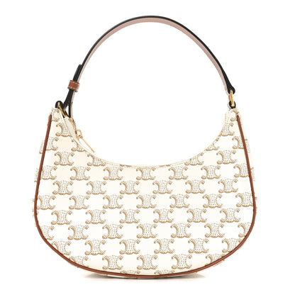 Celine Canvas Calfskin Ava Triomphe Shoulder Bag White 1 of 11