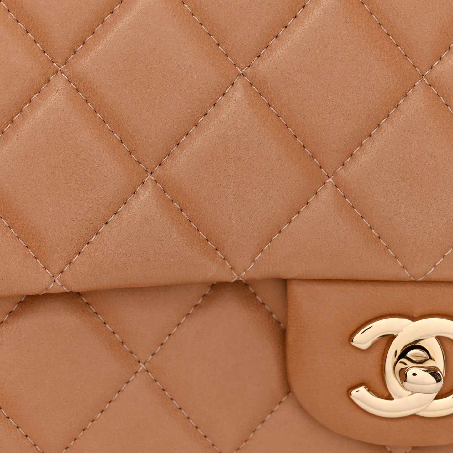 Lambskin Quilted Clutch with Chain Flap Beige