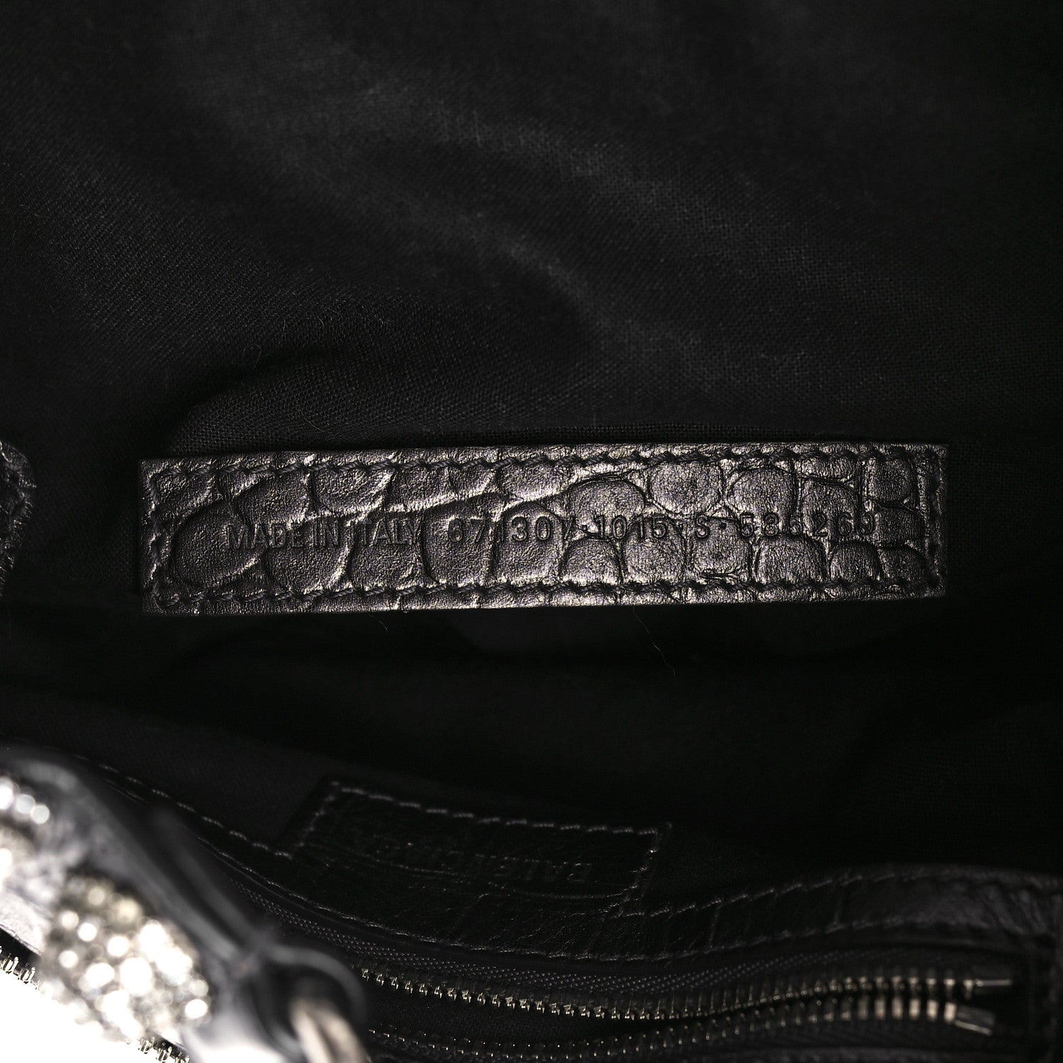 Balenciaga Metallic Calfskin Crocodile Embossed Crystal Small Le Cagole Shoulder Bag Gunmetal 7 of 9