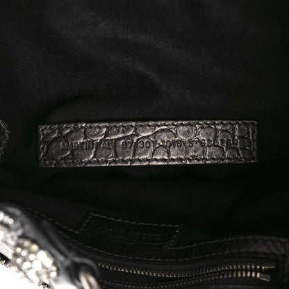 Balenciaga Metallic Calfskin Crocodile Embossed Crystal Small Le Cagole Shoulder Bag Gunmetal 7 of 9