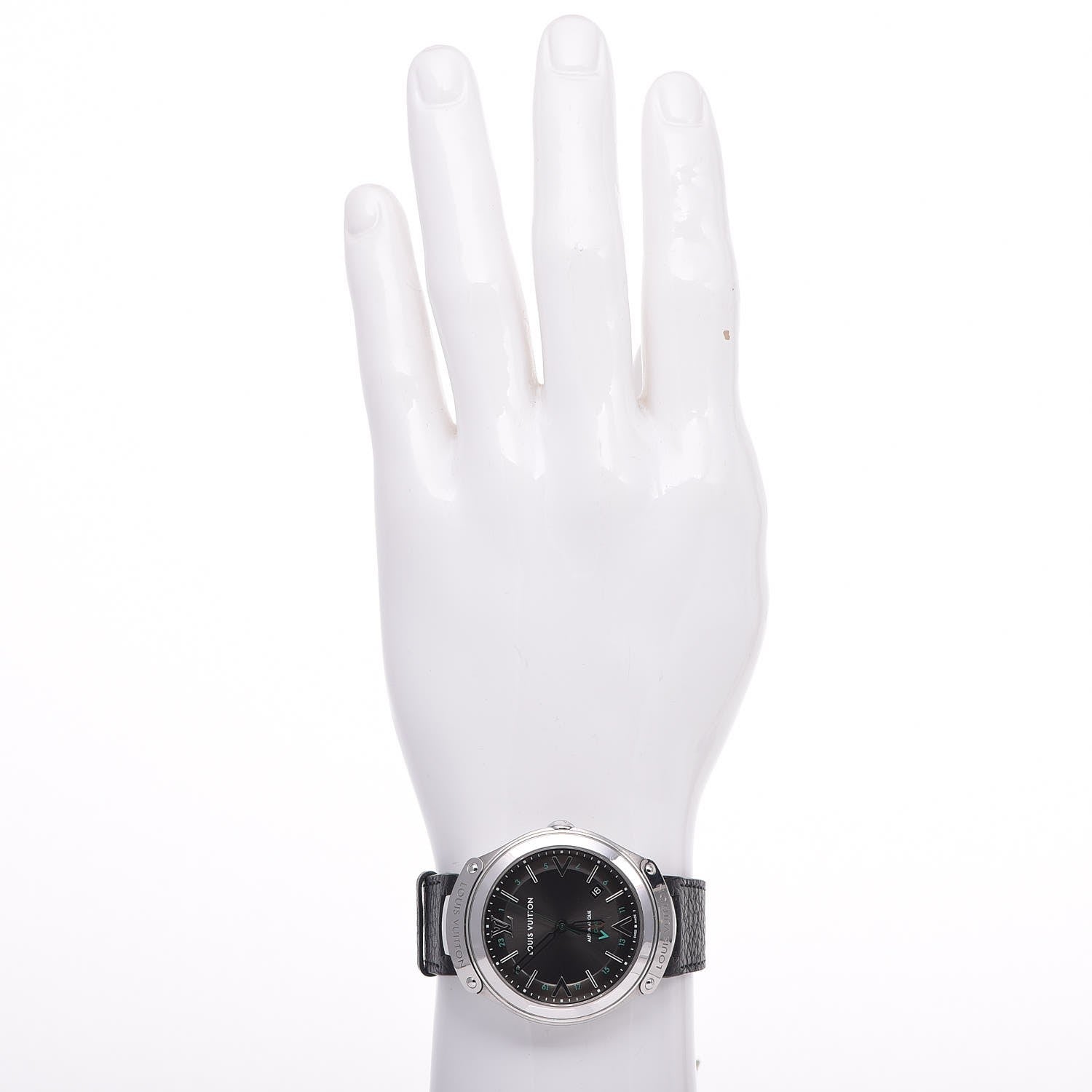 Louis Vuitton Stainless Steel Calfskin 40mm Fifty-Five GMT Automatic Watch Black 2 of 10