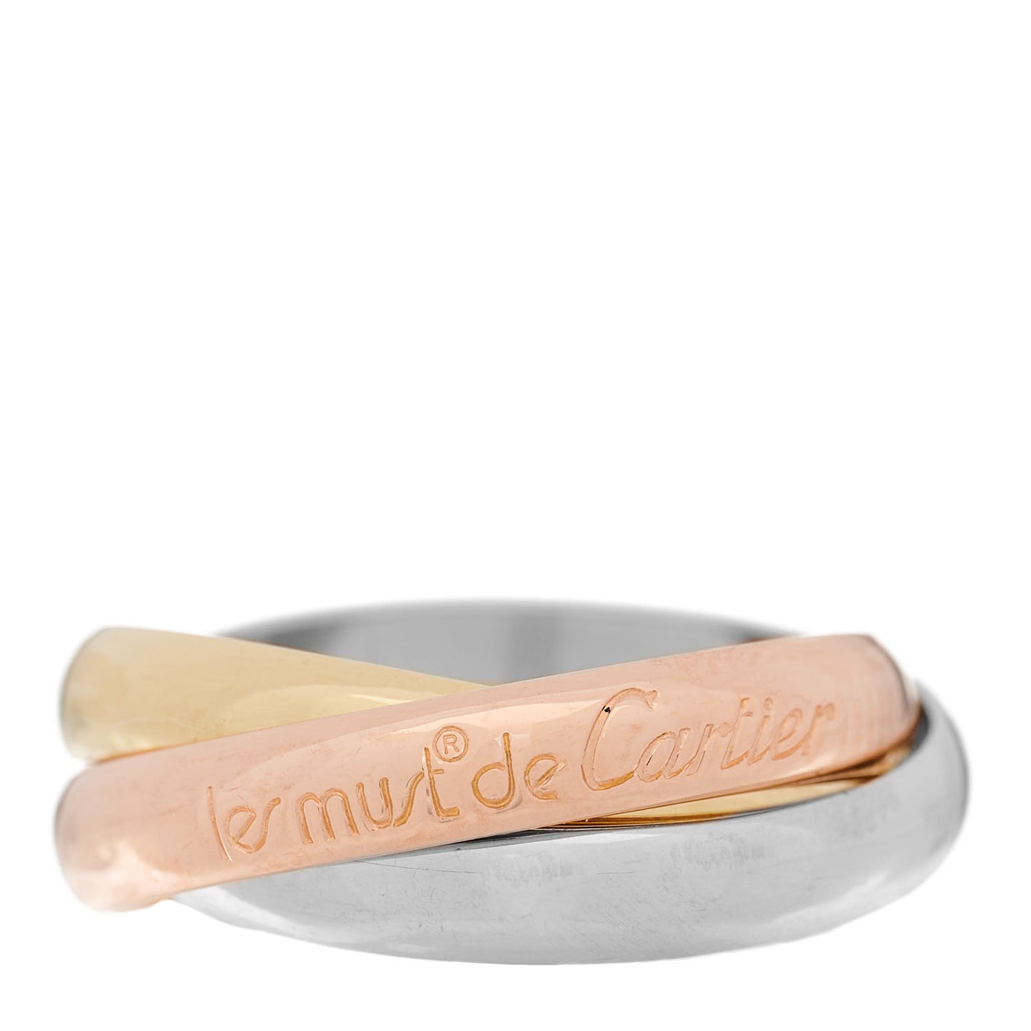 18K Pink Yellow White Gold Classic Les Must De Cartier Trinity Ring 55 7.25