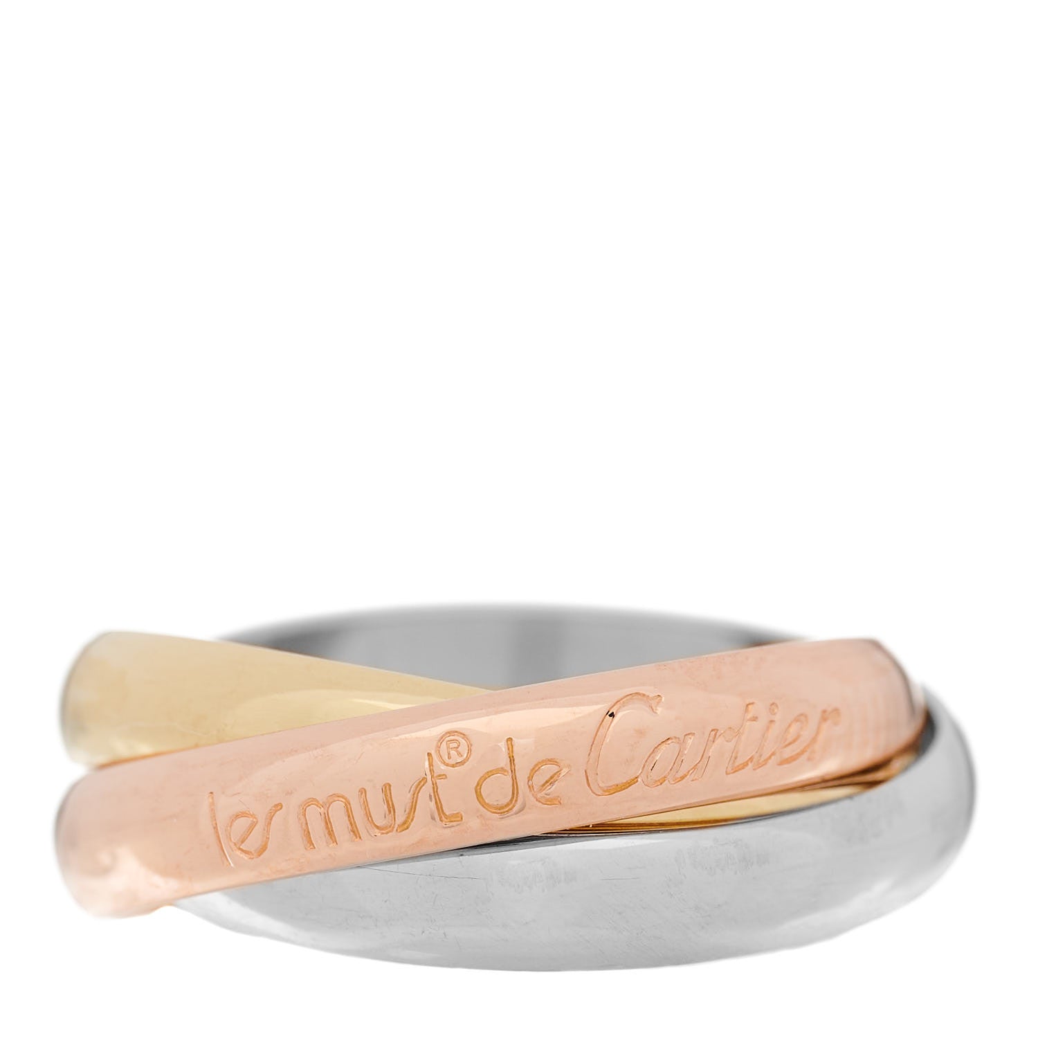 Cartier 18K Pink Yellow White Gold Classic Les Must De Cartier Trinity Ring 55 7.25 3 of 13