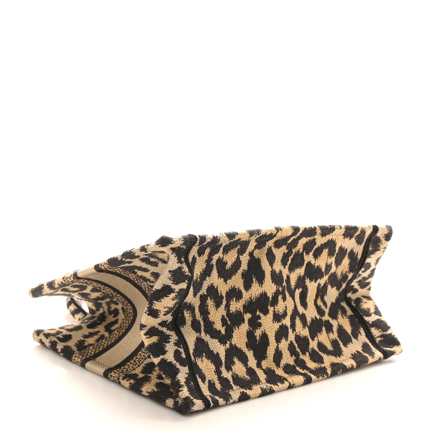 Christian Dior Canvas Mizza Embroidered Small Leopard Book Tote Beige 4 of 10