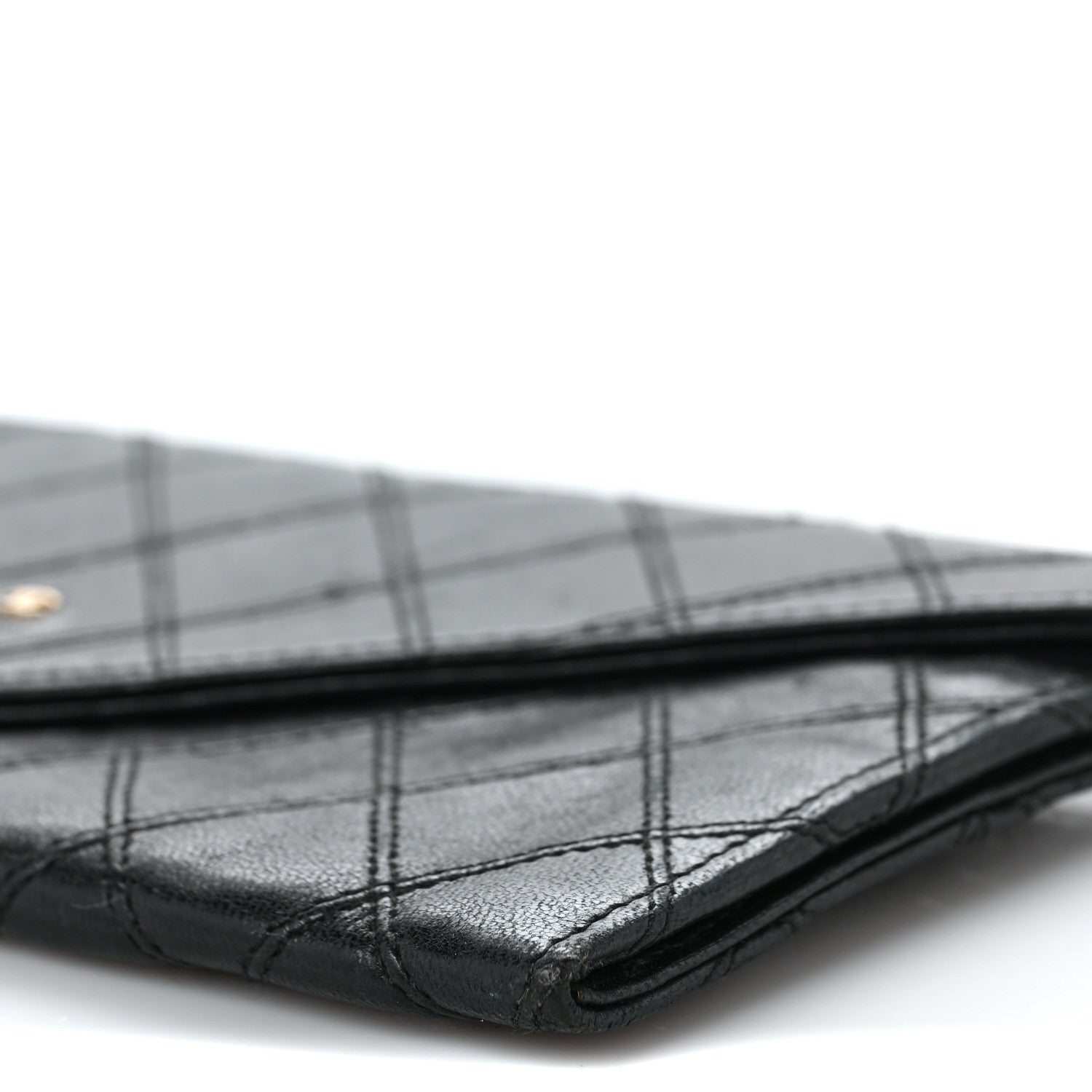 Chanel Lambskin Diamond Stitched Envelope Long Flap Wallet Black 10 of 11