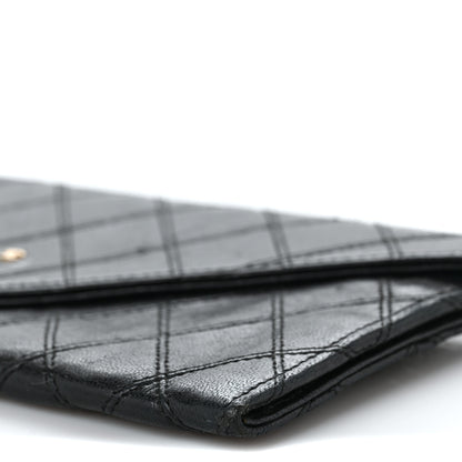 Chanel Lambskin Diamond Stitched Envelope Long Flap Wallet Black 10 of 11