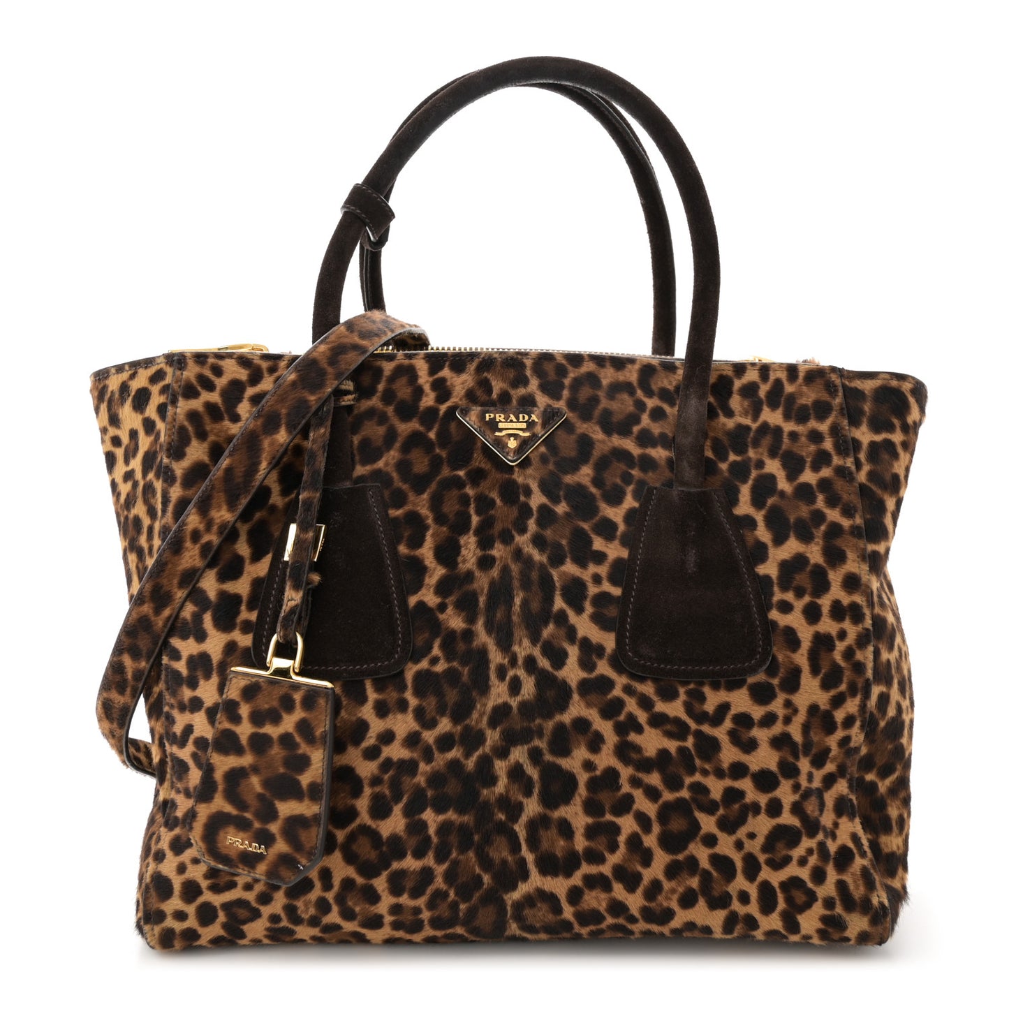 Cavallino Leopard Print Twin Pocket Tote Miele Moro