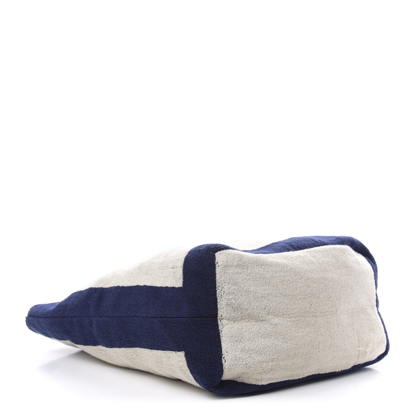 Terry Cotton CC Beach Tote Towel Set Navy Blue Beige