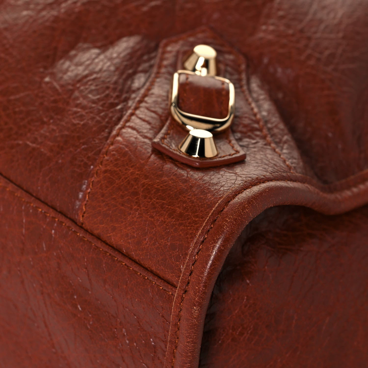 Balenciaga Agneau Classic Gold Hardware City Marron Cognac 10 of 12