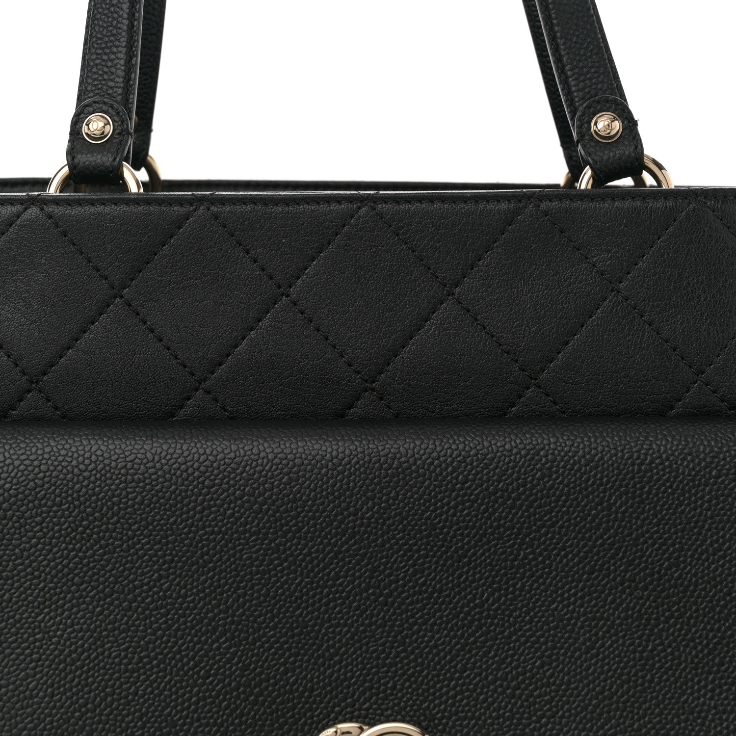Chanel Sheepskin Caviar Quilted Large Shopping Tote Black 8 of 10