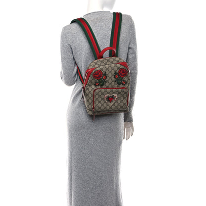 Gucci GG Supreme Monogram Web Kingsnake Heart Embroidered Small Day Backpack Red 2 of 10