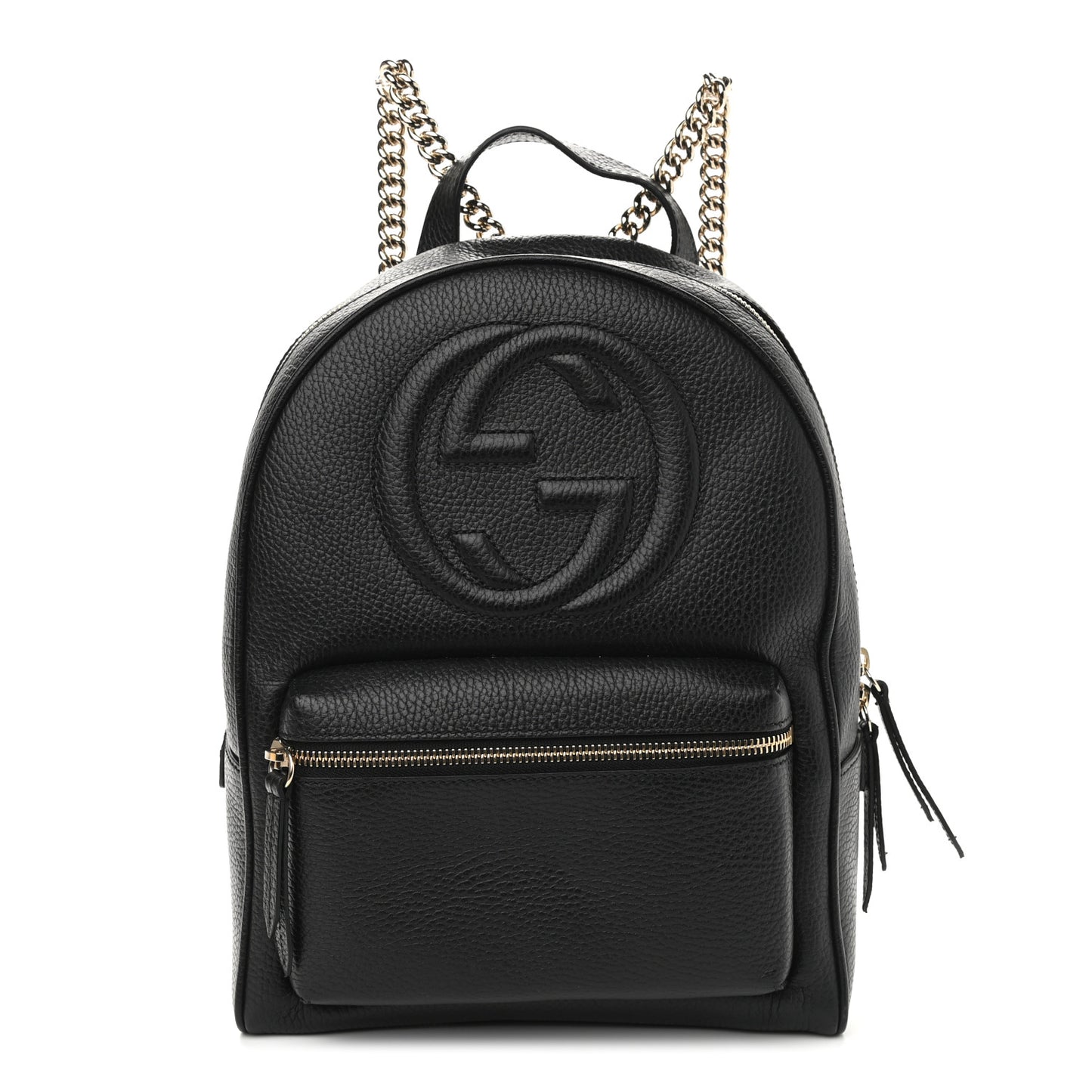 Pebbled Calfskin Soho Chain Backpack Black