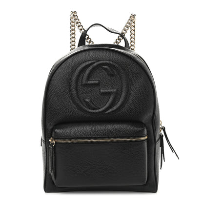 Gucci Pebbled Calfskin Soho Chain Backpack Black 1 of 10