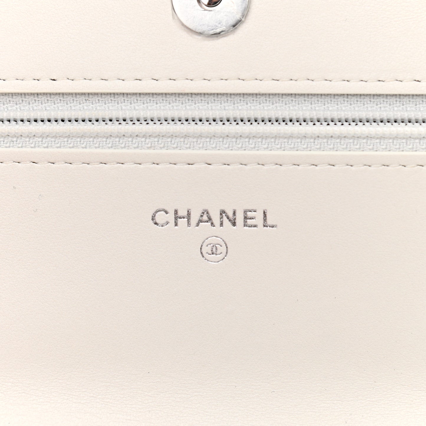 Glossy Calfskin Quilted Chanel 19 Wallet On Chain WOC White Black