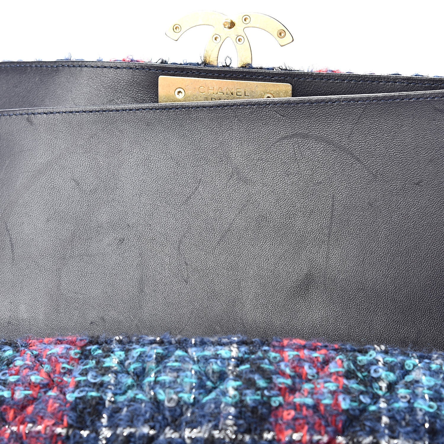 Chanel Tweed Quilted Enamel CC Double Flap Blue Multicolor 9 of 13