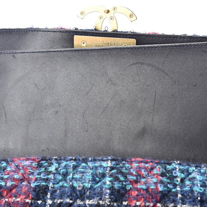 Chanel Tweed Quilted Enamel CC Double Flap Blue Multicolor 9 of 13