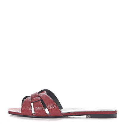 Saint Laurent Grain De Poudre Nu Pied 05 Slide Sandals 38.5 Red 1 of 9