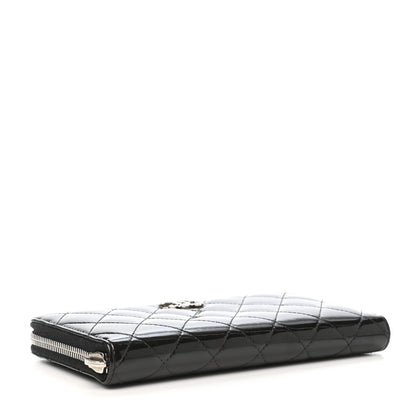 Chanel Patent Quilted Brilliant Zip Around Wallet Black 4 of 9