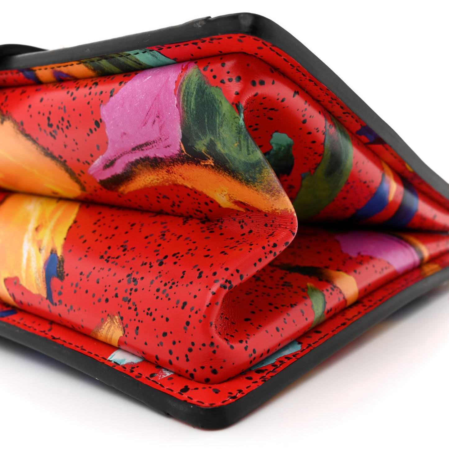 Calfskin Splash Print Trapeze Black White Red