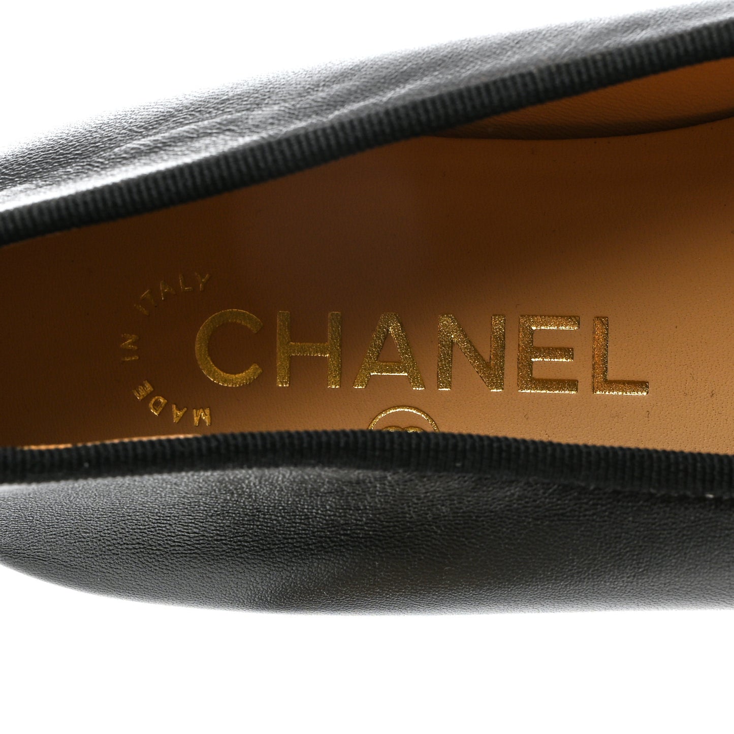 Lambskin Patent Cap Toe Ballerina Flats 38 Black