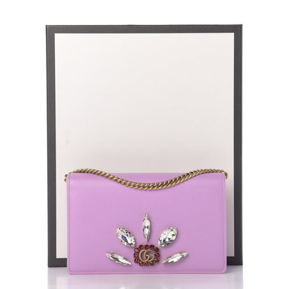 Gucci Calfskin Marquise Crystals Mini GG Chain Wallet Malva 12 of 12