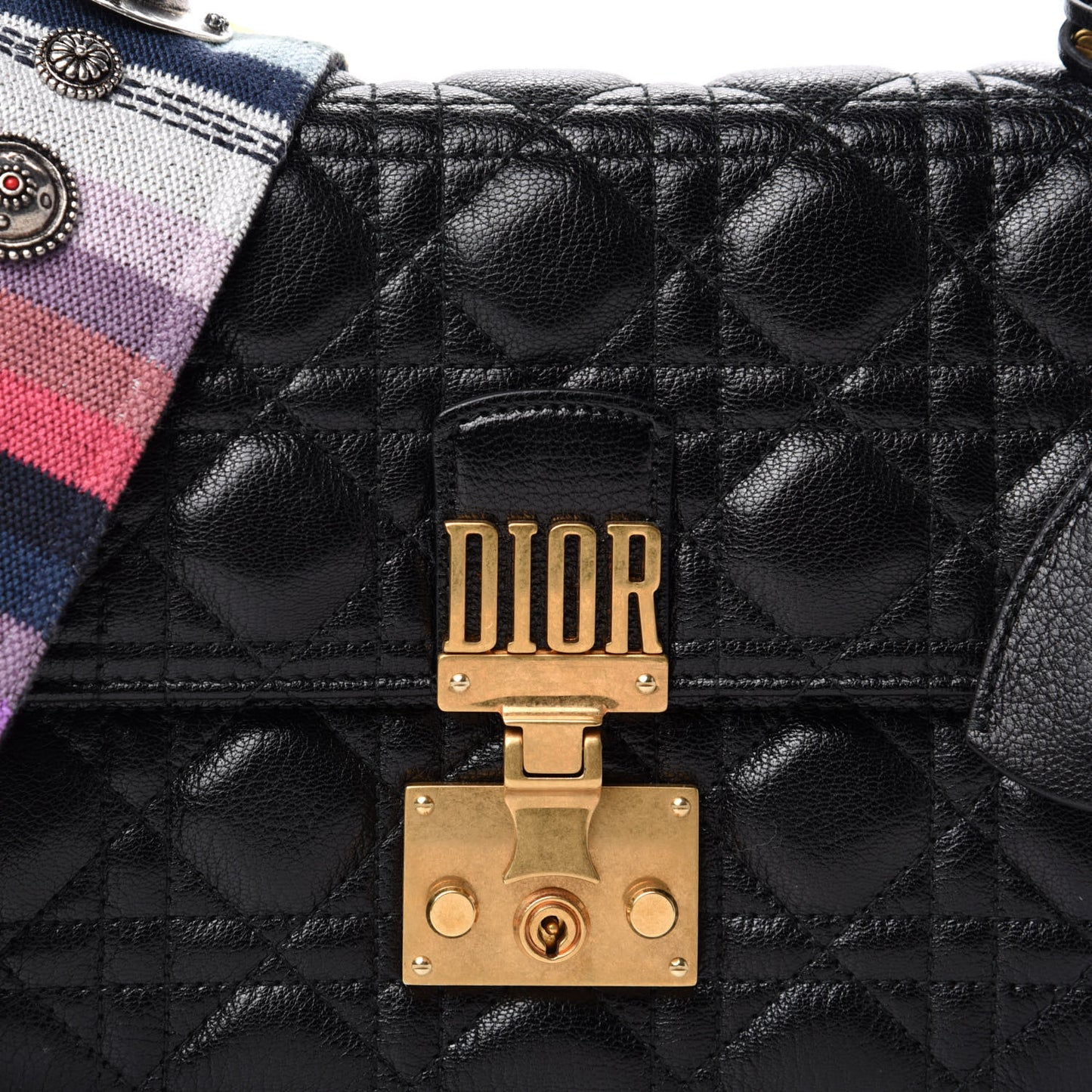 Lambskin Cannage Large Dioraddict Flap J’Adior Strap Black