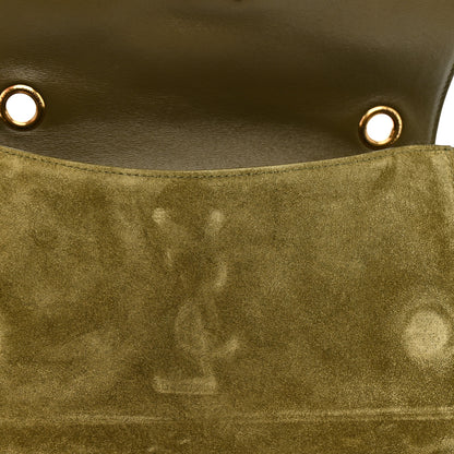 Saint Laurent Smooth Calfskin Suede Small Reversible Monogram Kate Satchel Loden Green 11 of 11