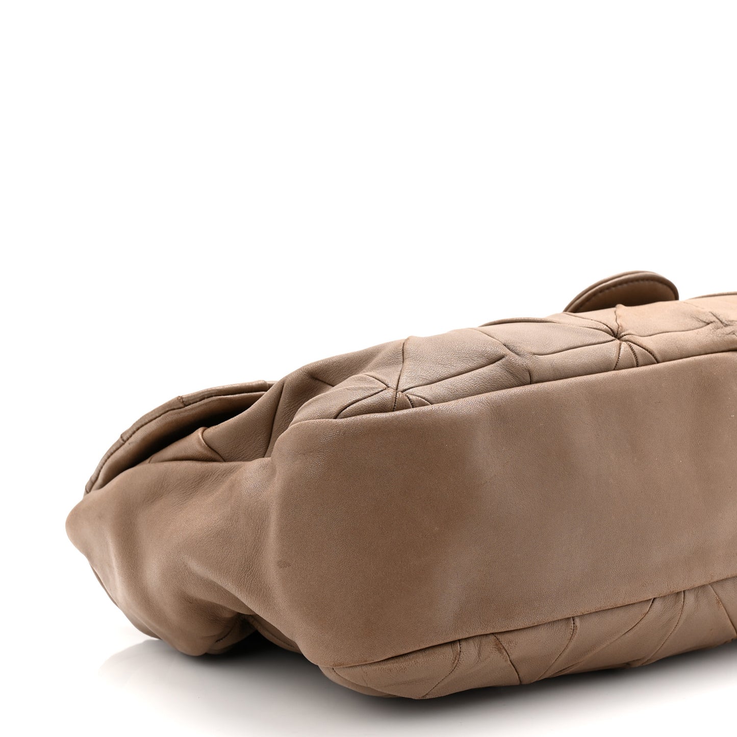 Lambskin Quilted Jumbo Origami Soft Squares Flap Khaki