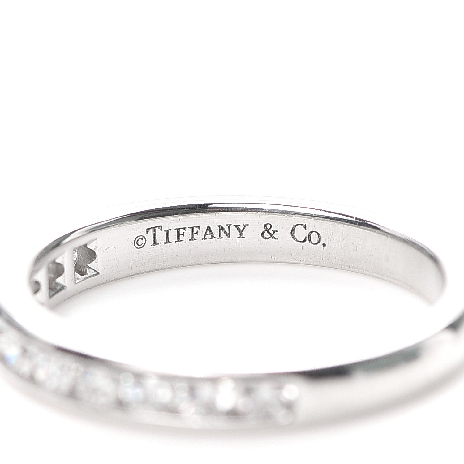 Tiffany Platinum Diamond 3mm Half Circle Wedding Band Ring 52 6 4 of 6