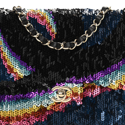Chanel Sequin Medium Single Flap Blue Black Multicolor 8 of 11