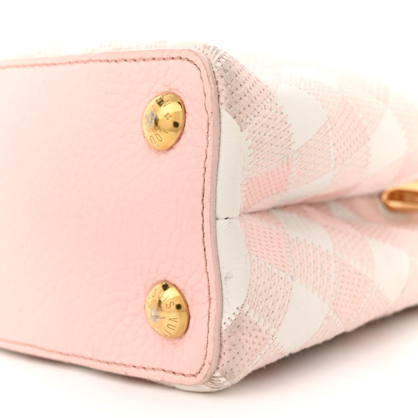 Taurillon Embroidered Vichy Capucines BB Light Pink