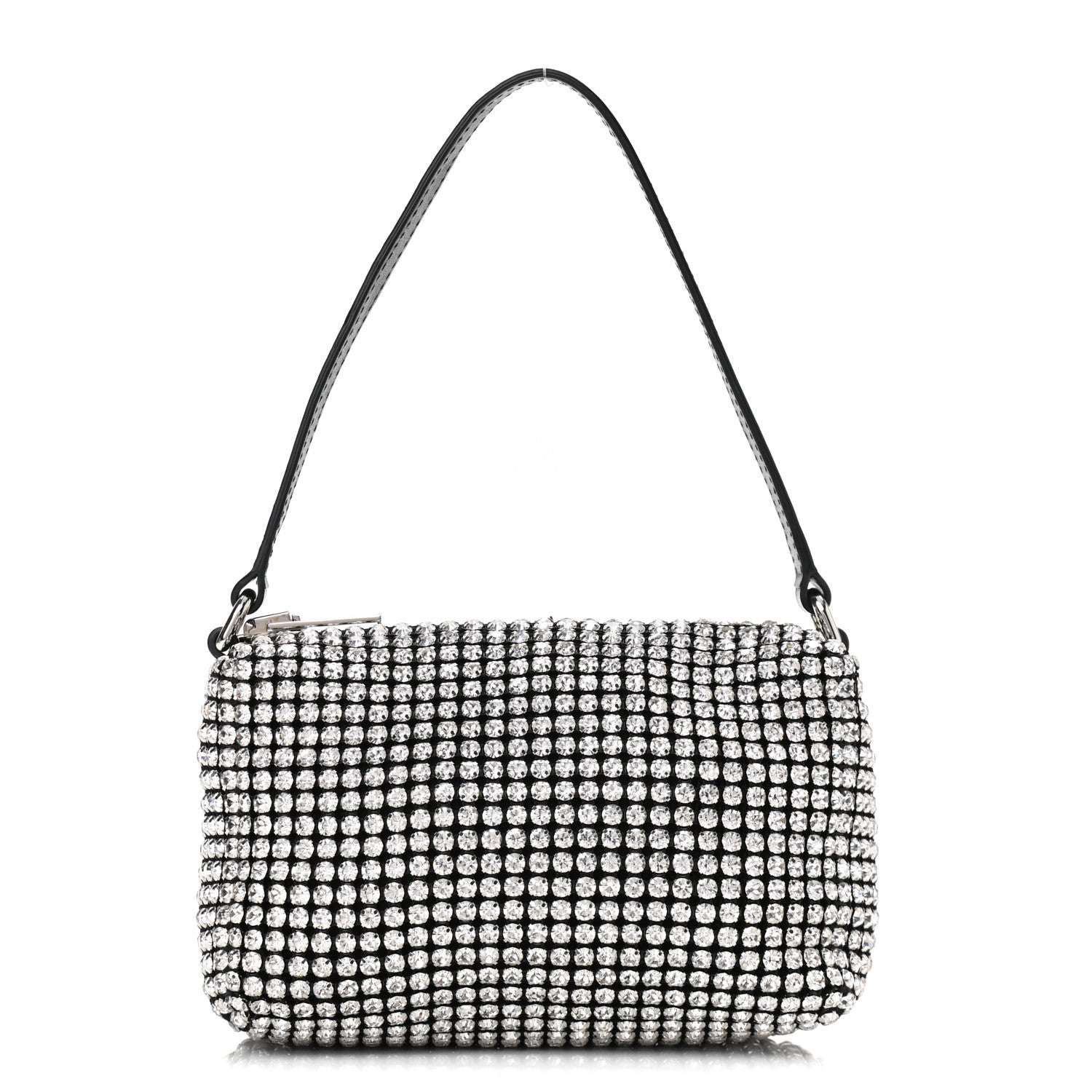 Alexander Wang Mesh Crystal Rhinestone Mini Heiress Pouch Black Silver 1 of 9
