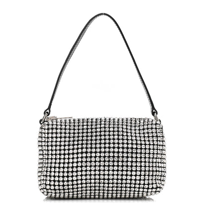 Alexander Wang Mesh Crystal Rhinestone Mini Heiress Pouch Black Silver 1 of 9