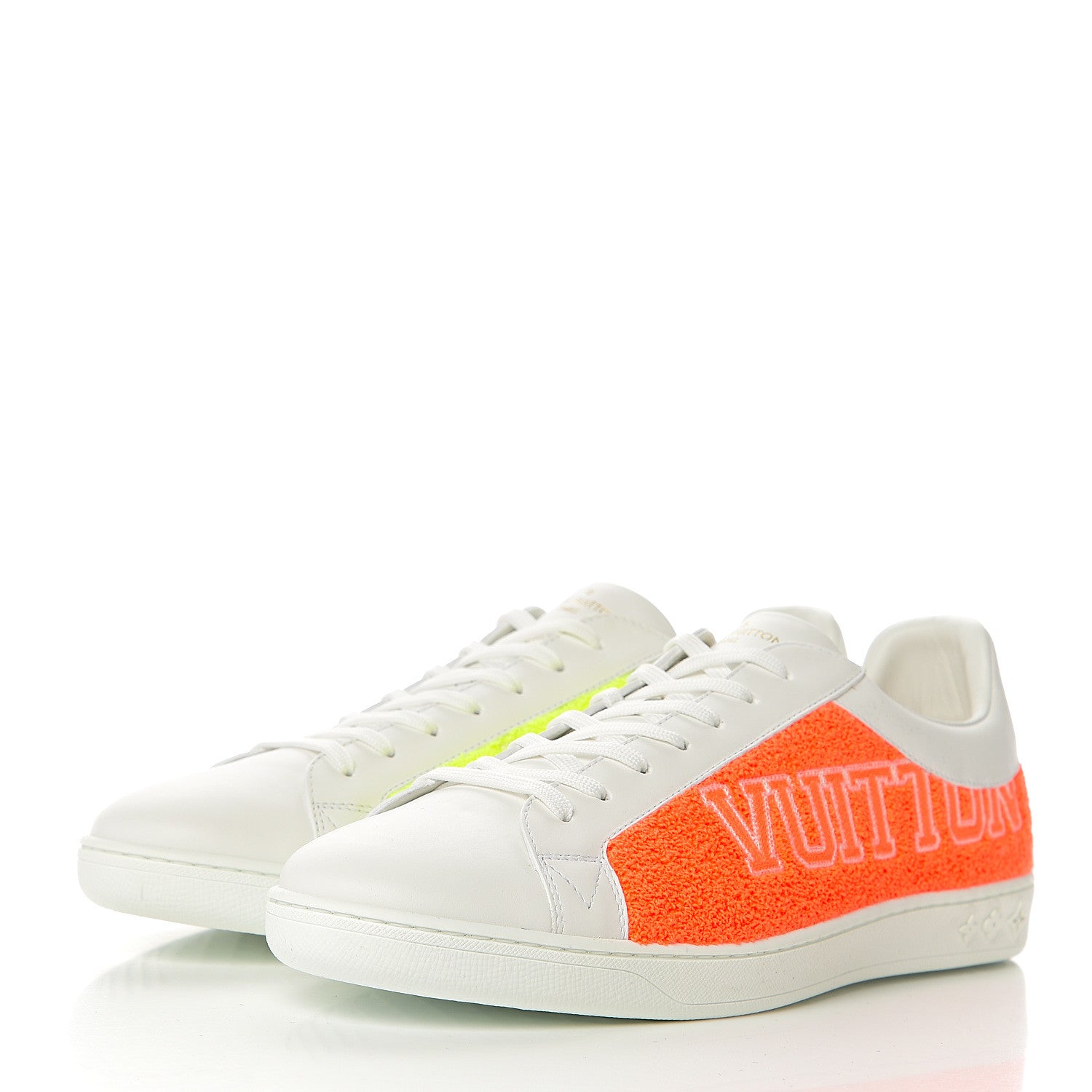 Louis Vuitton Calfskin Luxembourg Sneakers 10 White Orange Yellow 3 of 10