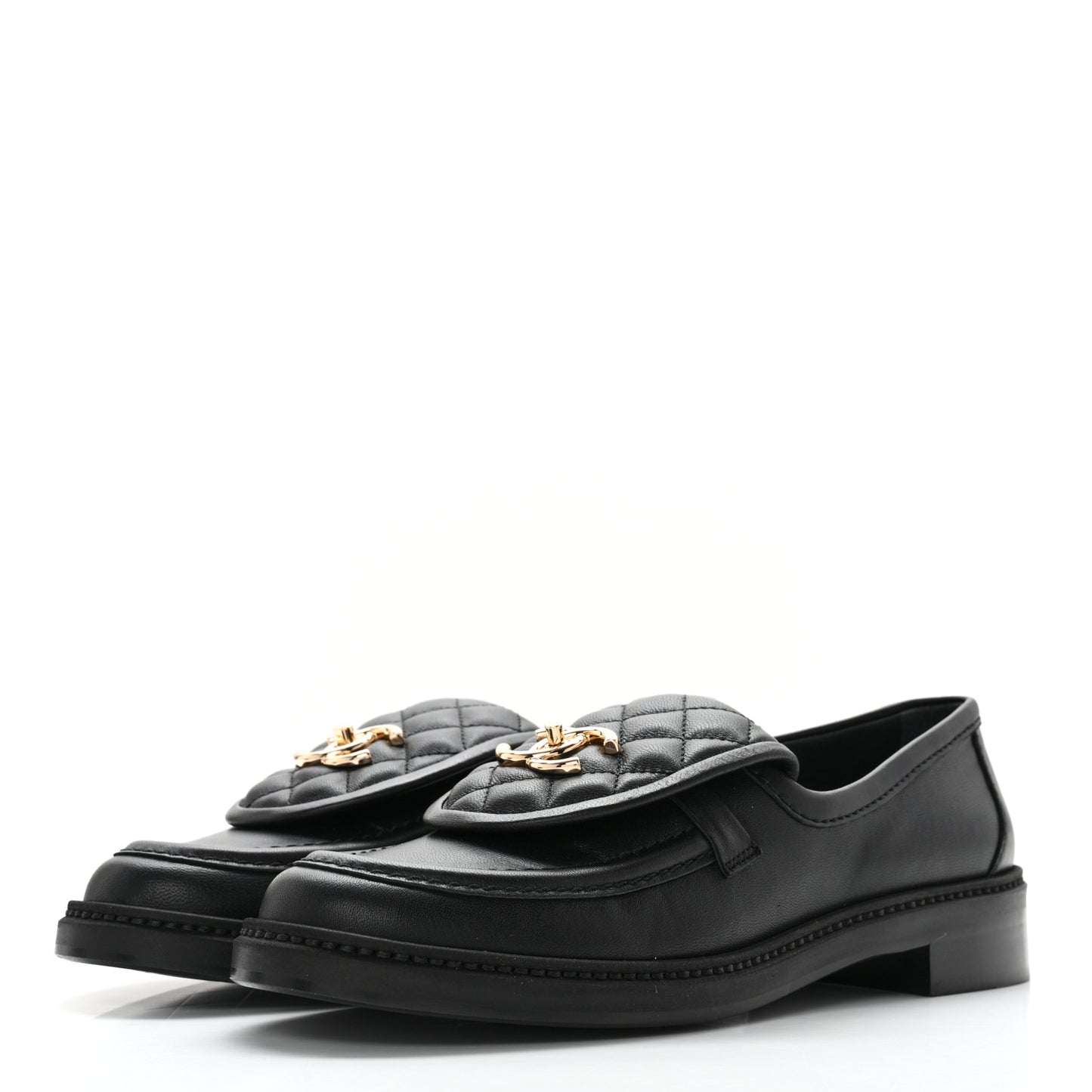 Lambskin Quilted CC Turnlock Loafers 39 Black