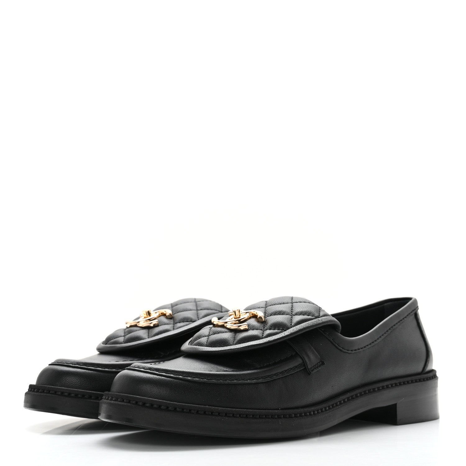 Chanel Lambskin Quilted CC Turnlock Loafers 39 Black 3 of 11