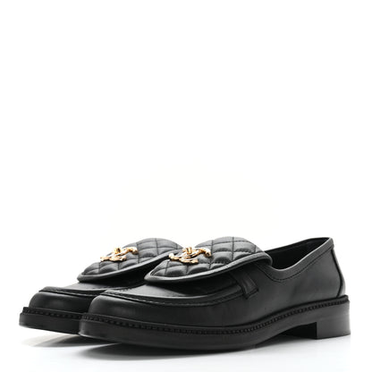 Chanel Lambskin Quilted CC Turnlock Loafers 39 Black 3 of 11