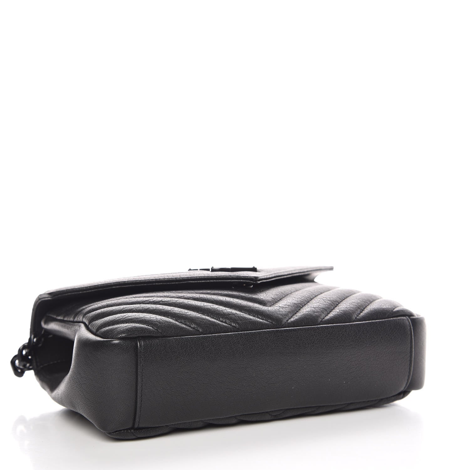 Saint Laurent Sheepskin Matelasse Chevron Monogram Medium College Bag Black 4 of 9