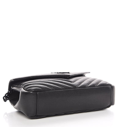 Saint Laurent Sheepskin Matelasse Chevron Monogram Medium College Bag Black 4 of 9